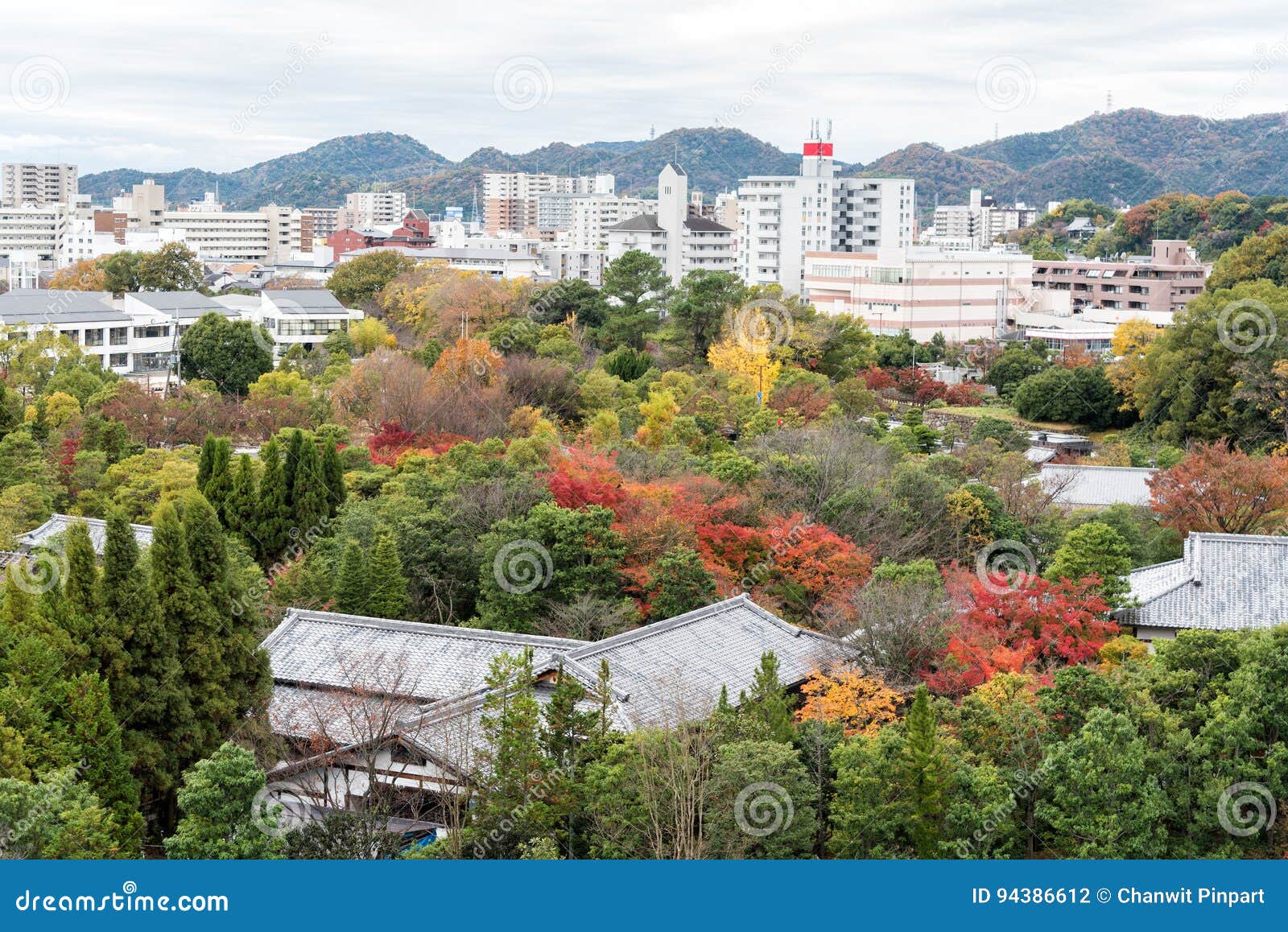 Luchtmening Van De Woonplaats Van Himeji De Stad In Van Het Kasteel Van Himeji In Hyogo Kansai