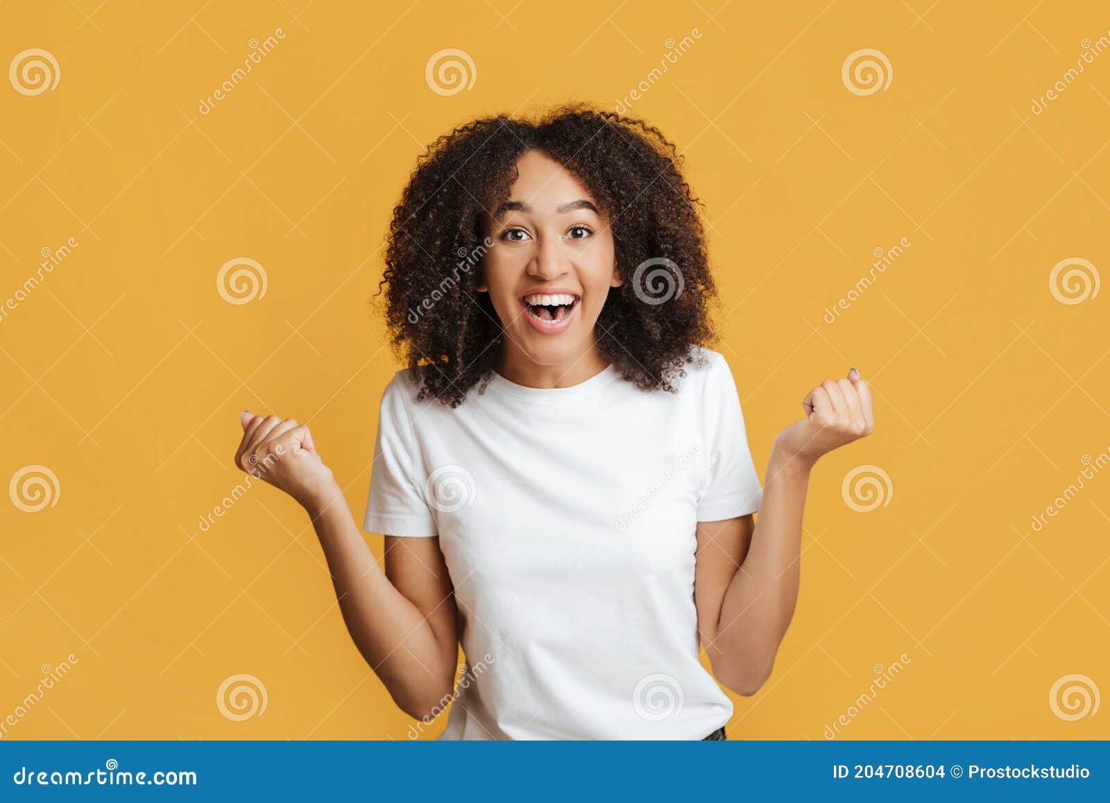 luck, winnings, discounts and huge sales. laughing woman expresses emotions of victory