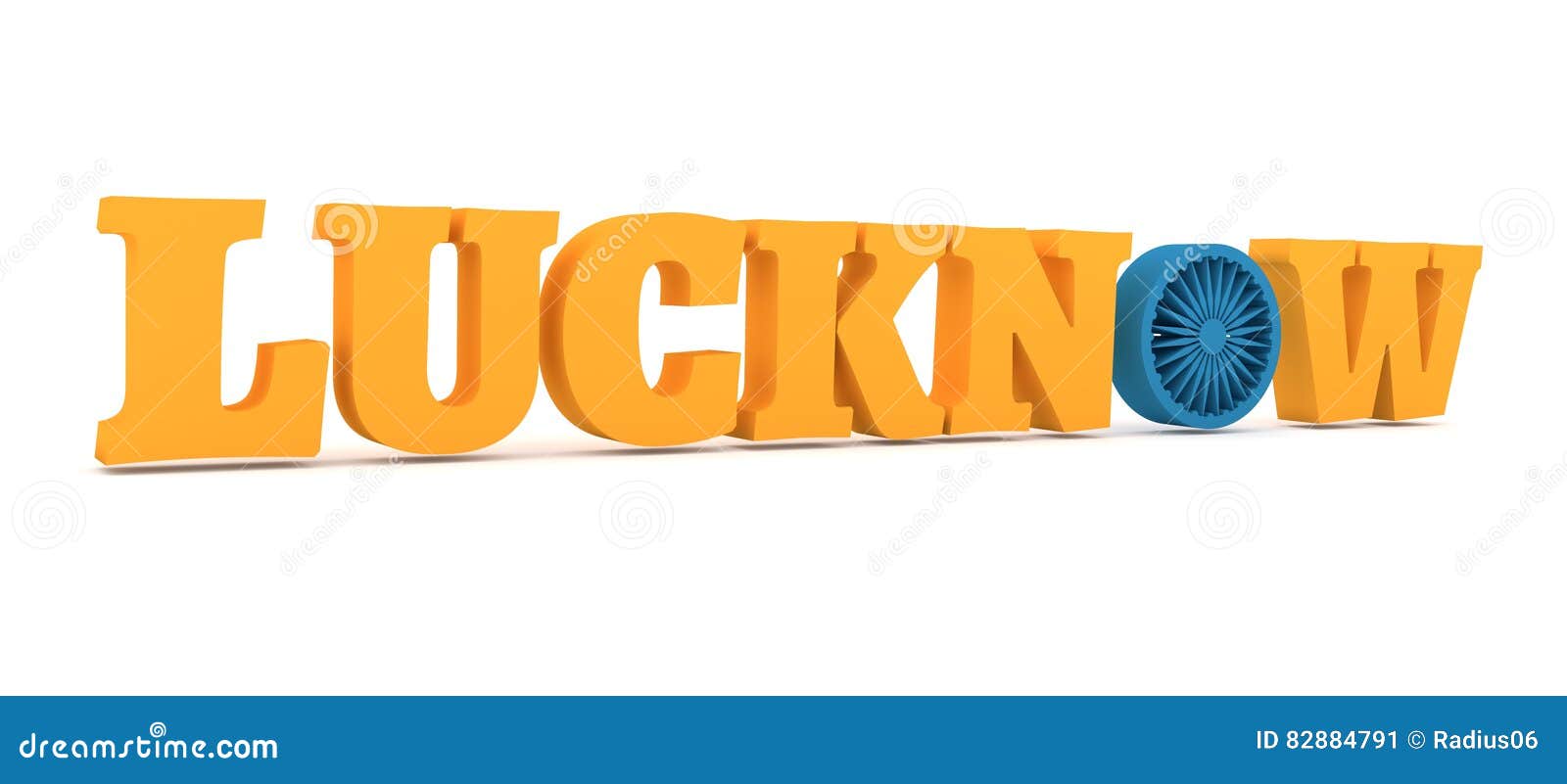 Lucknow City Name with Flag Colors Styled Letter O Stock Illustration