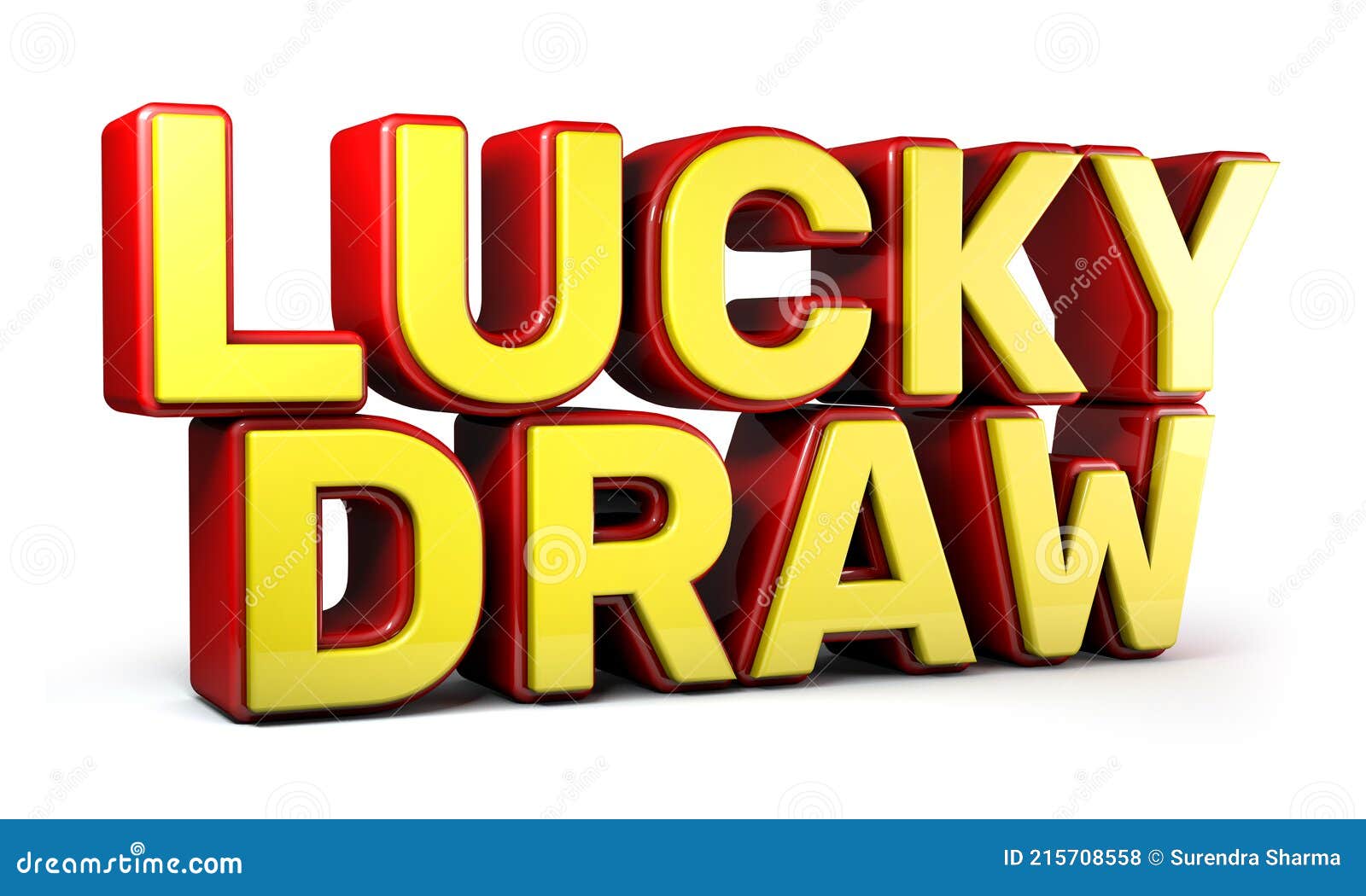 Lucky Draw 3d Word Made from Red and Yellow Isolated on White Background.  3d Illustration. Stock Illustration - Illustration of luck, draw: 215708558