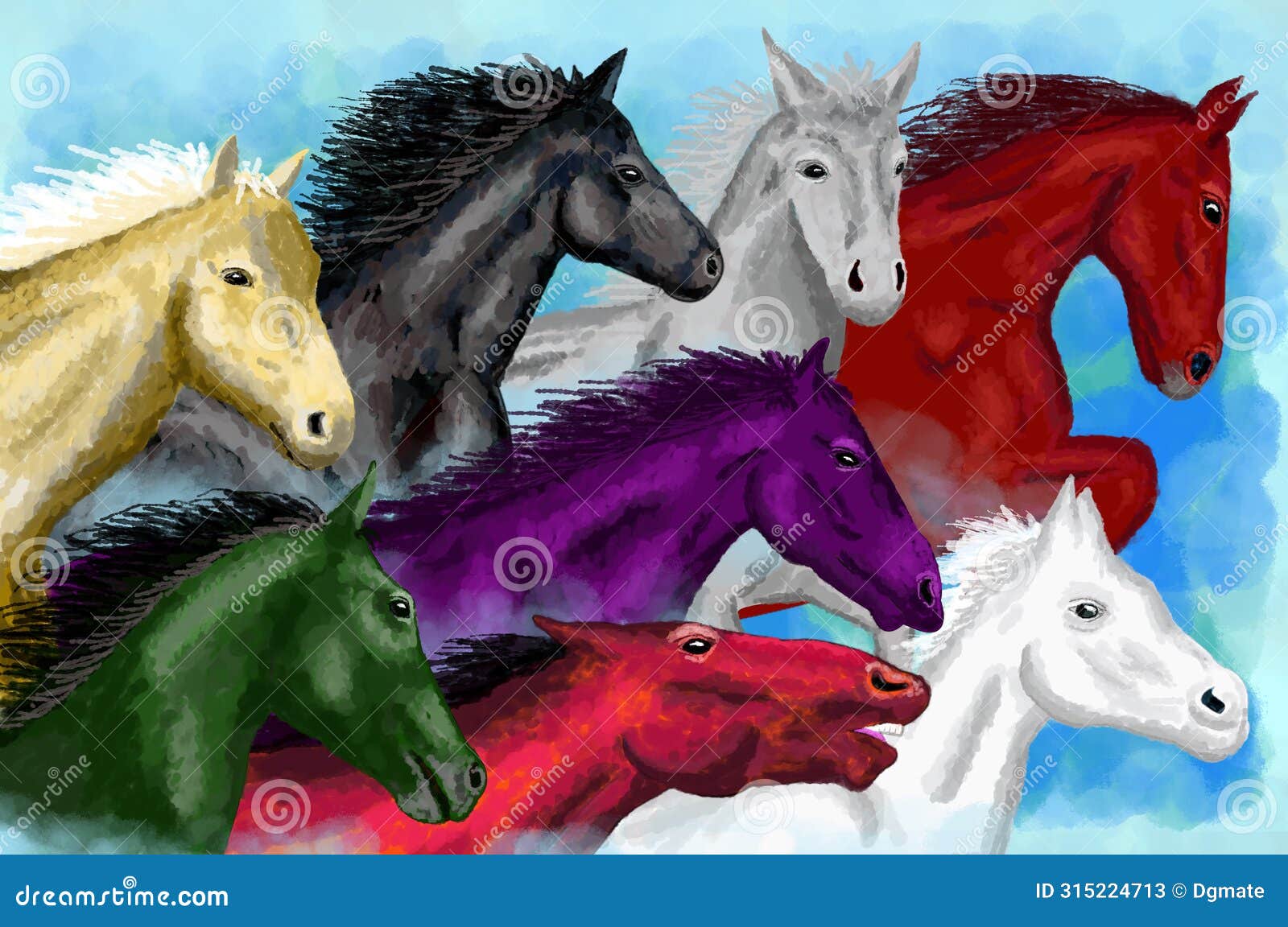 lucky eight horses art, feng shui
