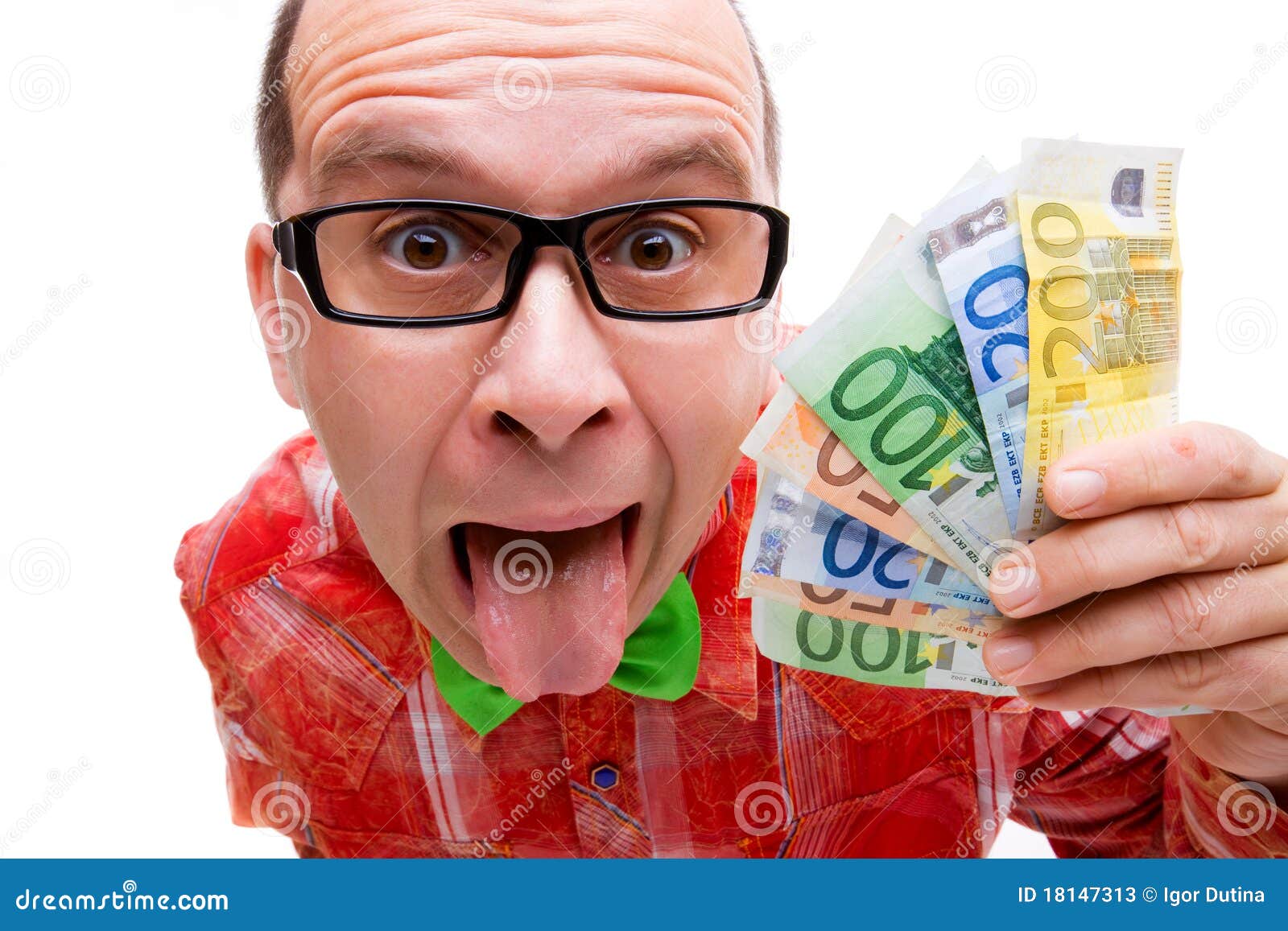 Lucky Man with Handful of Money Stock Image Image of euro, photograph