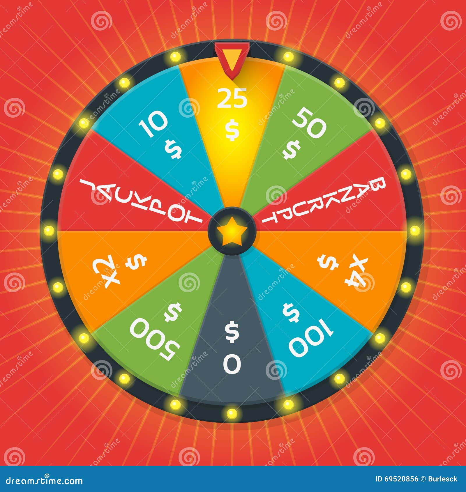 lucky wheel  template. color with money amount