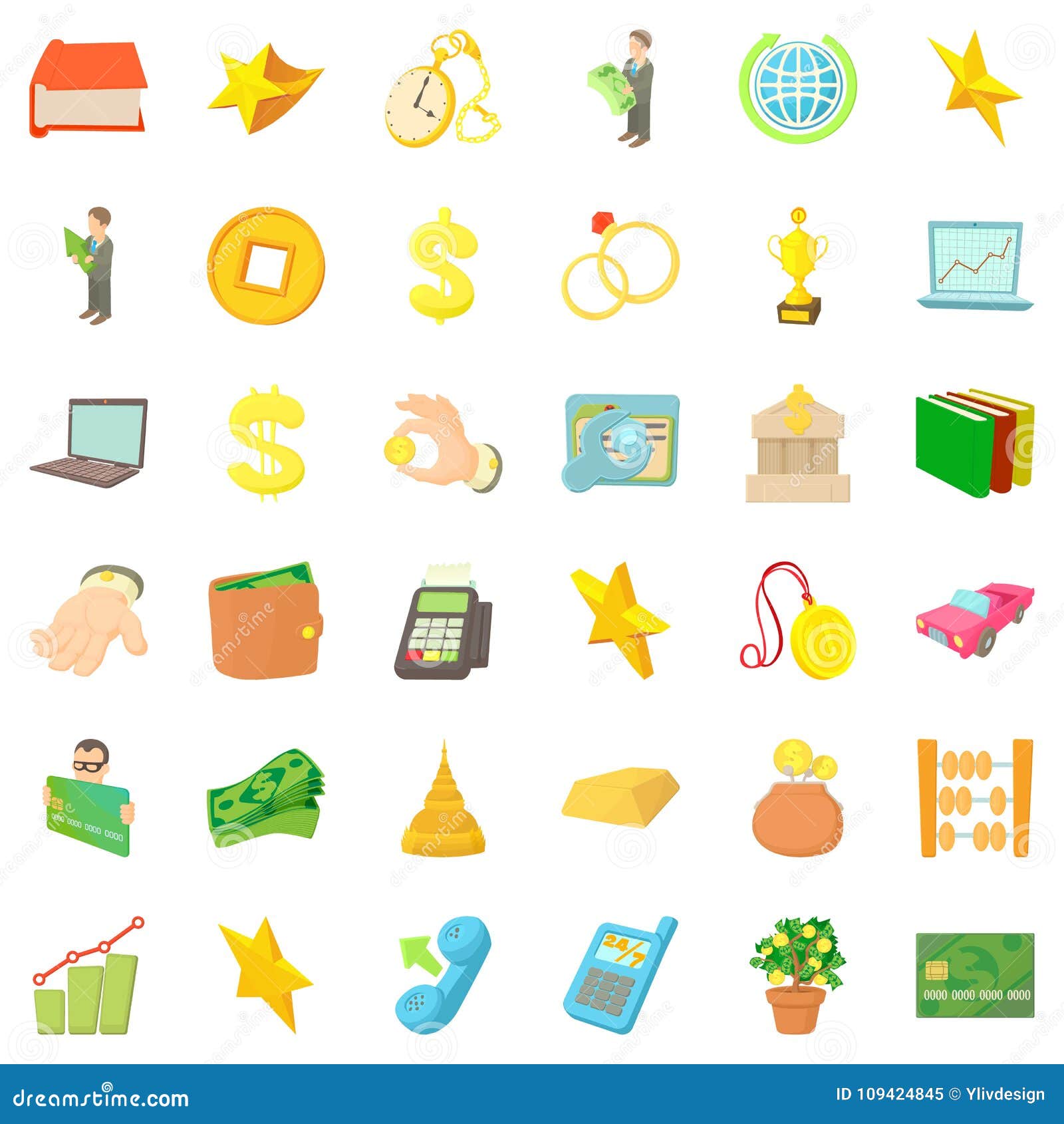 lucre icons set, cartoon style