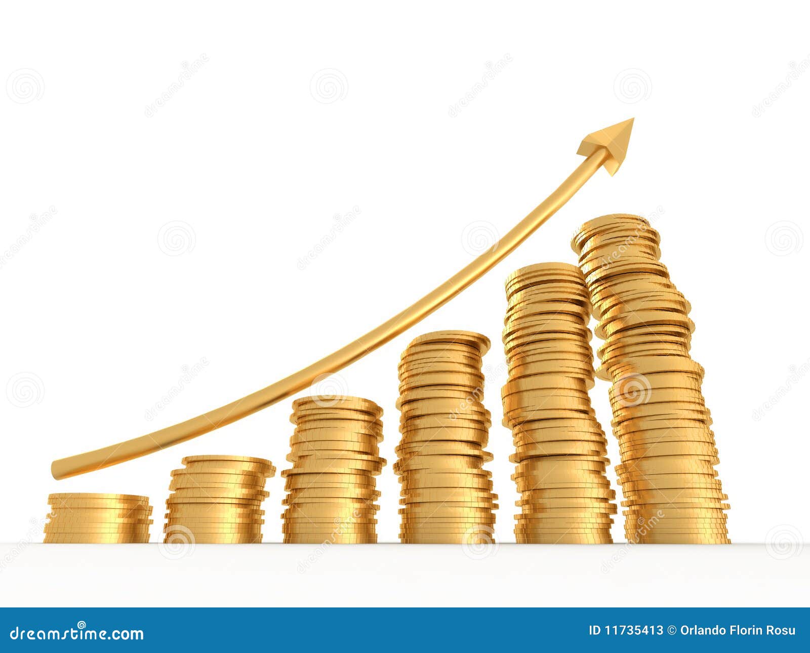 Lucro do dinheiro. Diagrama financeiro que consiste em moedas douradas conceptuais - 3d rendem