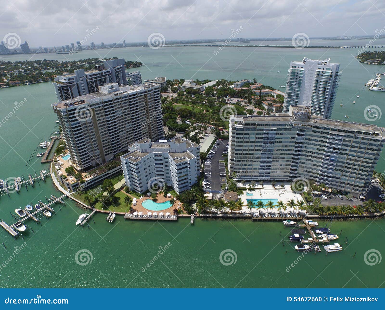 Luftbild Belle Isle Miami Beach Stockfoto Bild von eigentumswohnung