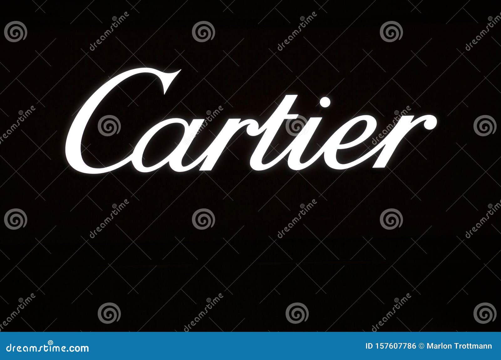 Illuminated Cartier Brand Logo in Lugano Editorial Photo - Image of ...