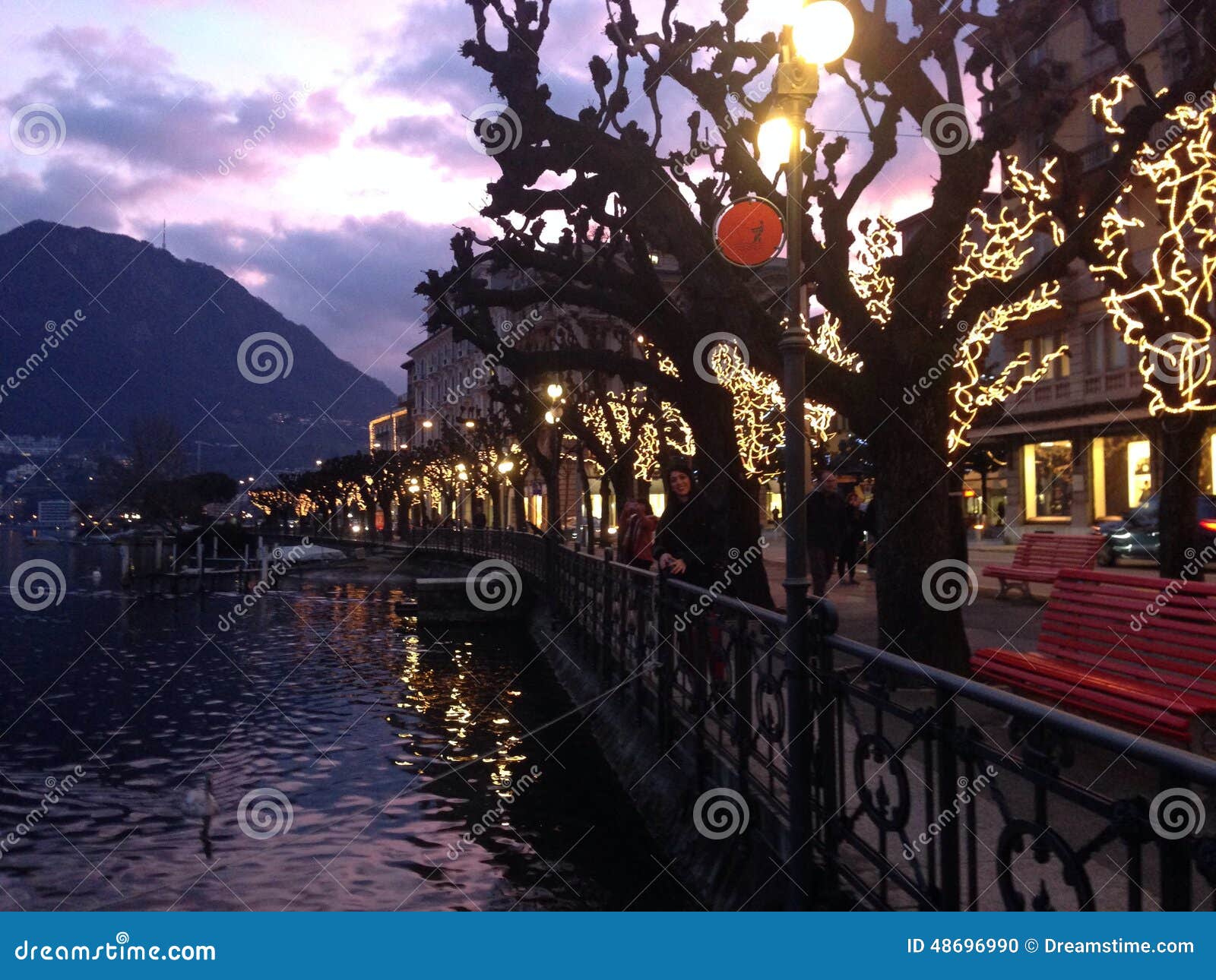 Lugano Natale.Lugano Editorial Image Image Of Lake Natale Light 48696990