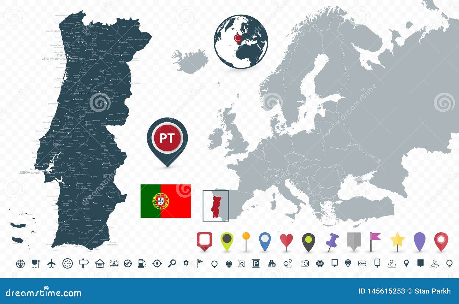 Mapa da Europa e Portugal . Ilustração de stock por ©Tatiana53 #45997499