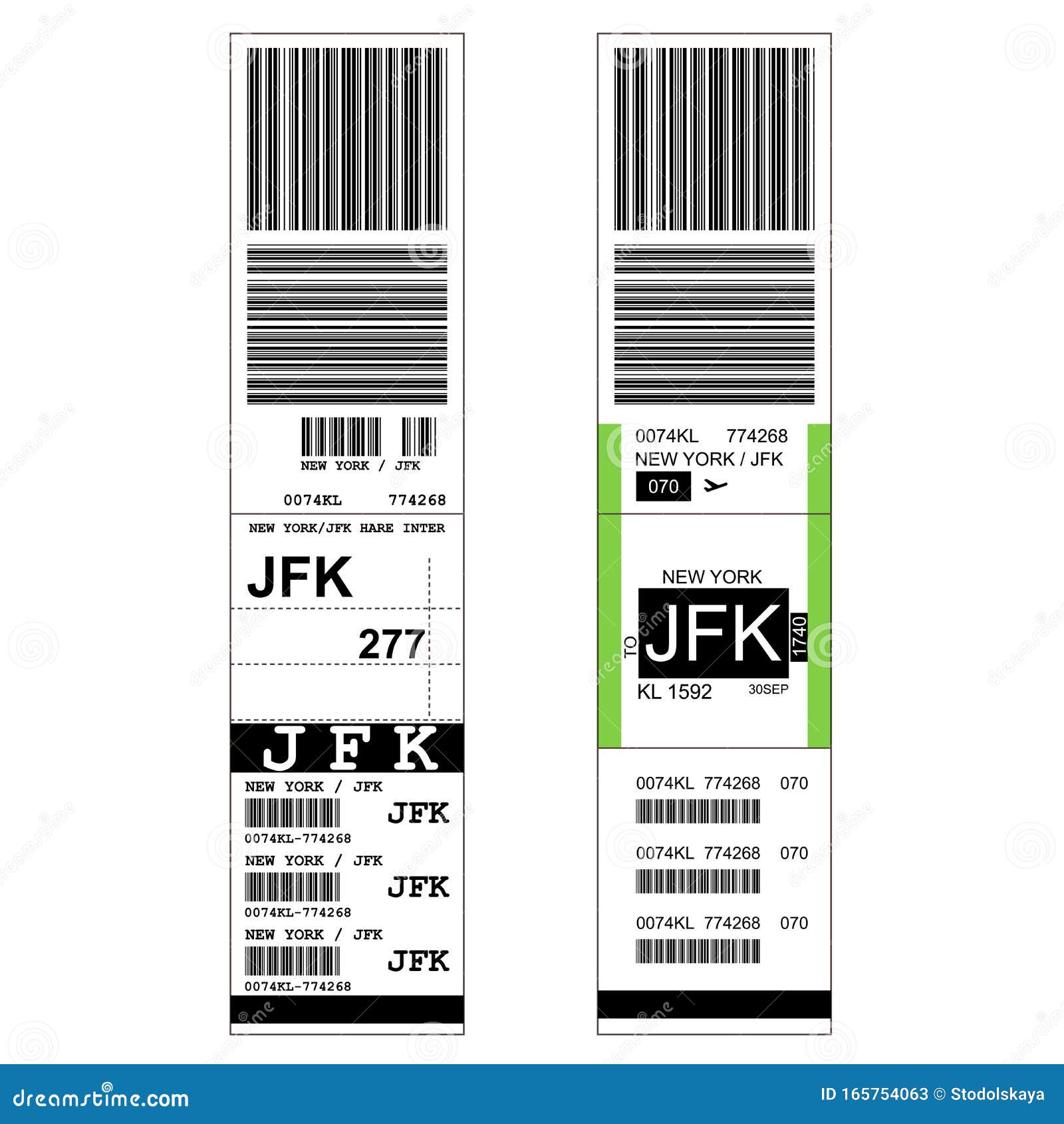 luggage with airport sticker label - suitcase with tag and jfk new york airport sign