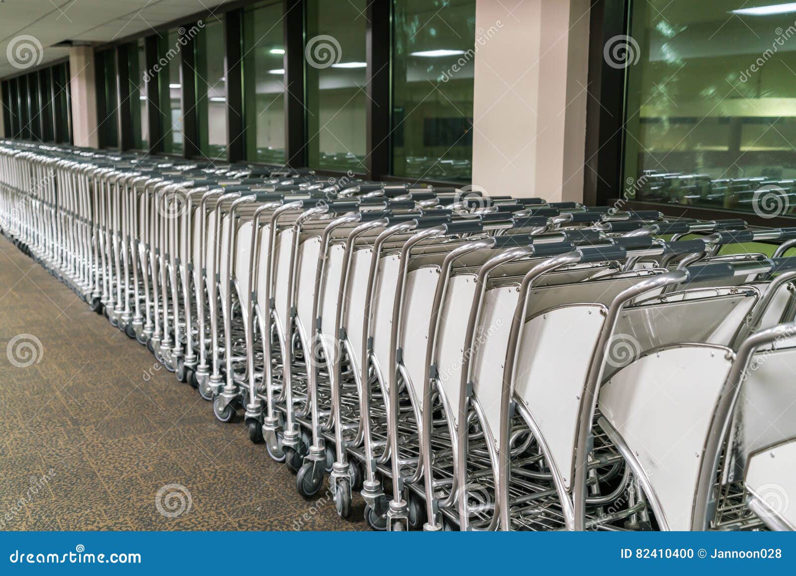Luggage Carts at Airport Terminal . Stock Photo Image of airport
