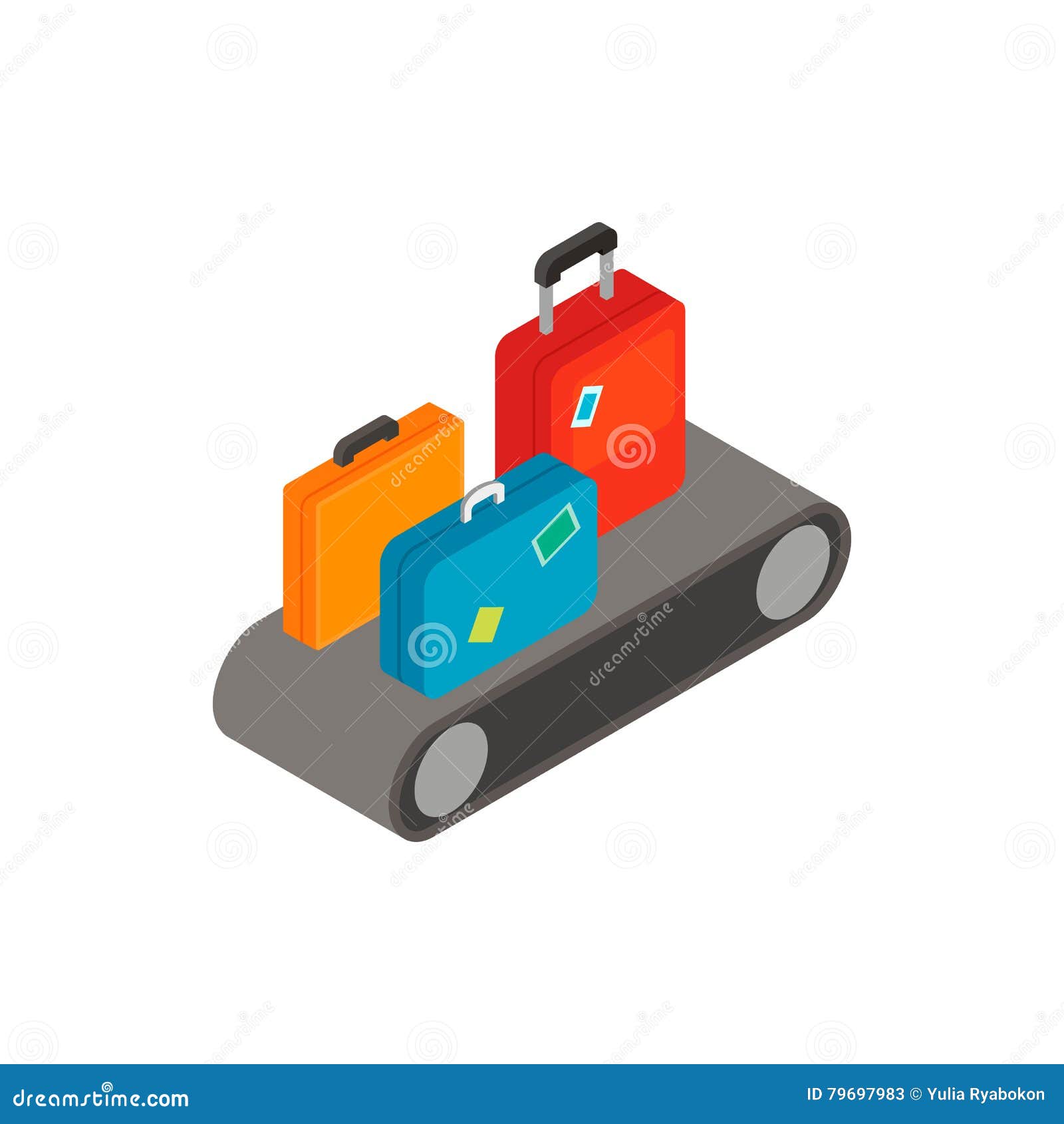 Luggage on Conveyor Isometric 3d Icon Stock Vector Illustration of