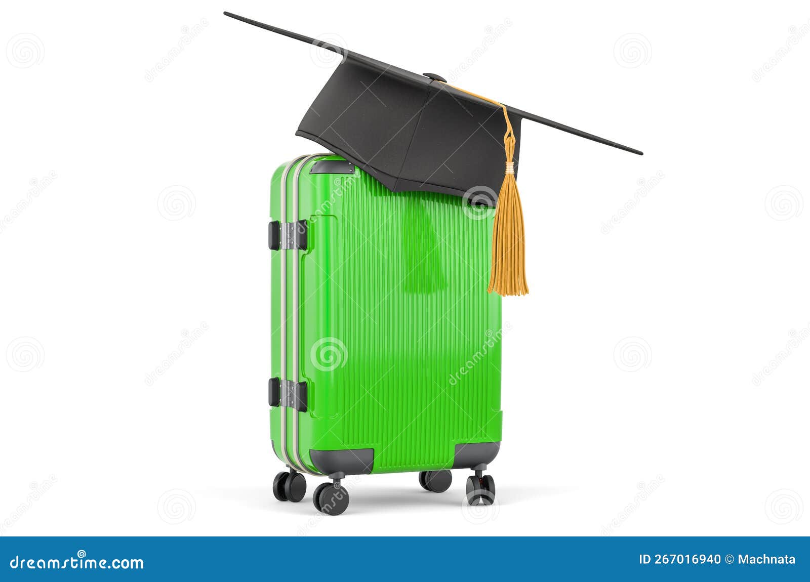 Luggage with Education Hat. 3D Rendering Stock Illustration