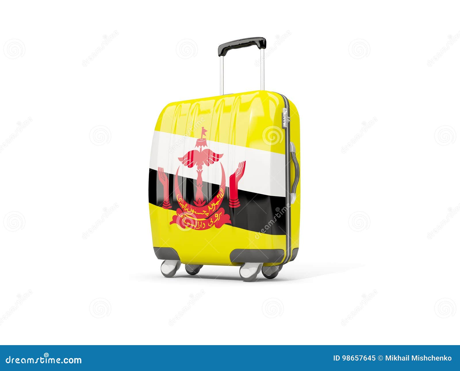 Luggage with Flag of Brunei. Suitcase on White Stock Illustration