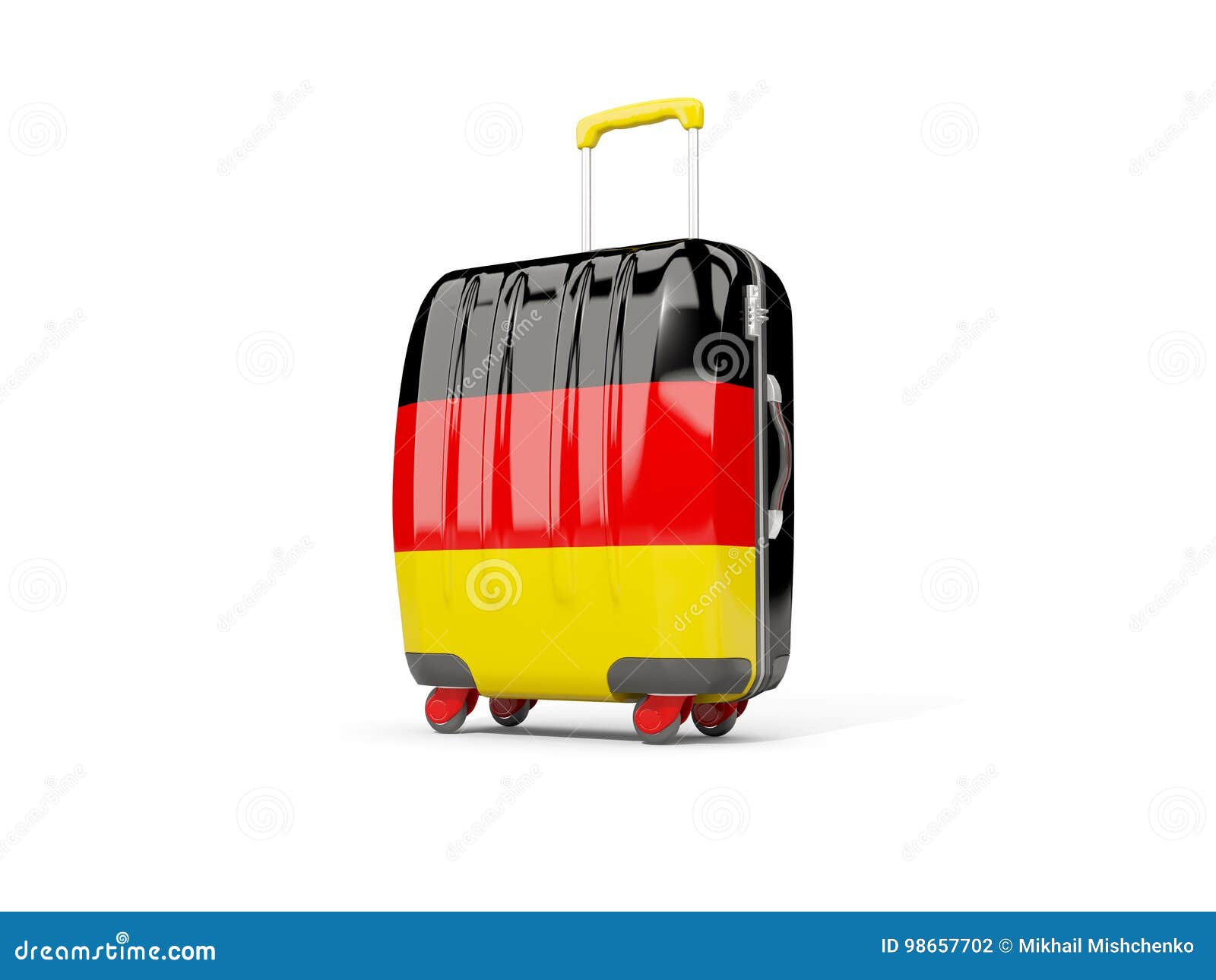 Luggage with Flag of Germany. Suitcase Isolated on White Stock