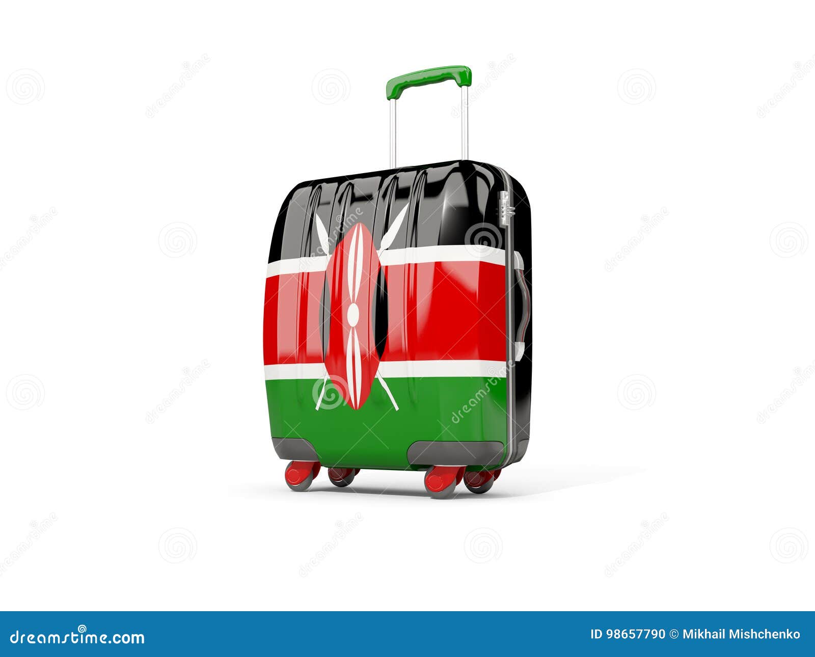 Luggage with Flag of Kenya. Suitcase on White Stock Illustration