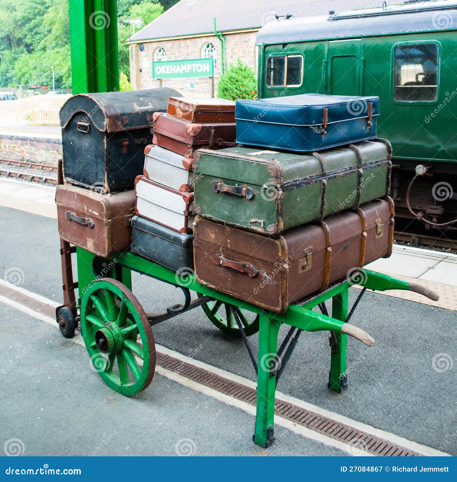 Luggage On Porter's Trolley On Railway Platform Stock Image Image of