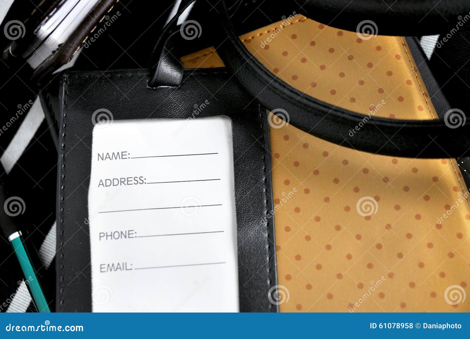 Luggage Tag on Organizer Book Stock Photo Image of address, mark
