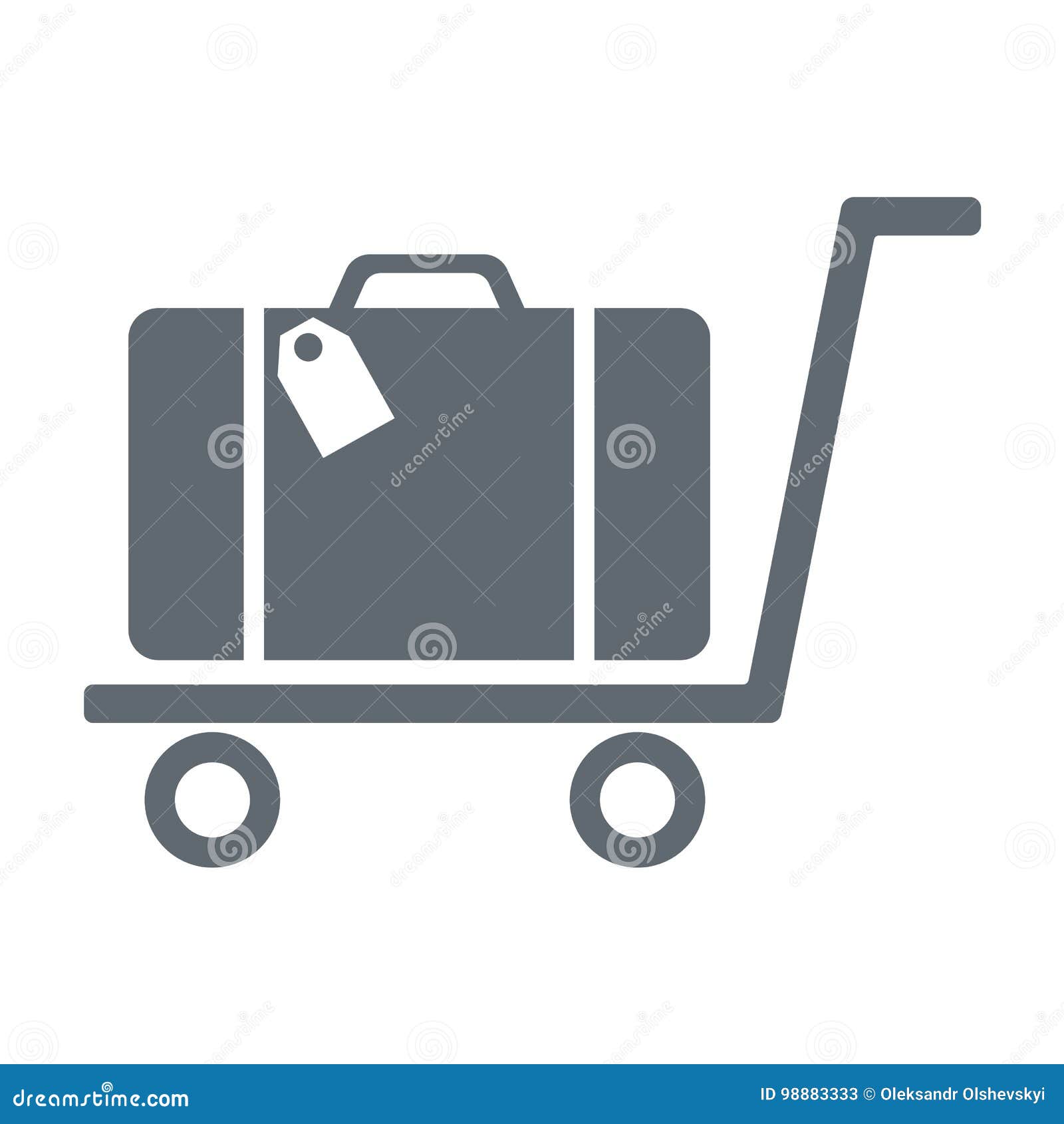 Luggage Trolley flat icon stock vector. Illustration of briefcase
