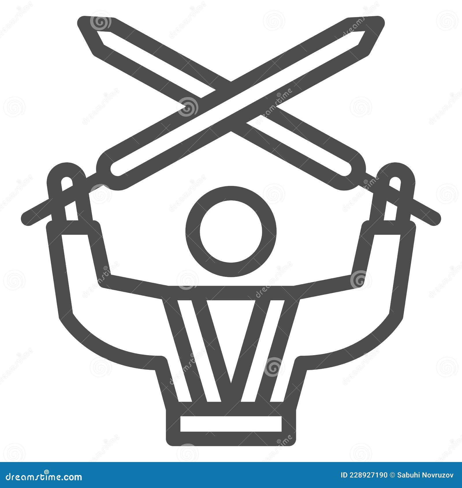luke skywalker with swords line icon, star wars concept, jedi with lightsaber  sign on white background, outline