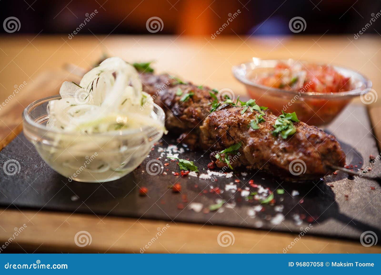 Lula Kebab with Tomato Salsa Stock Photo Image of dish, meal 96807058