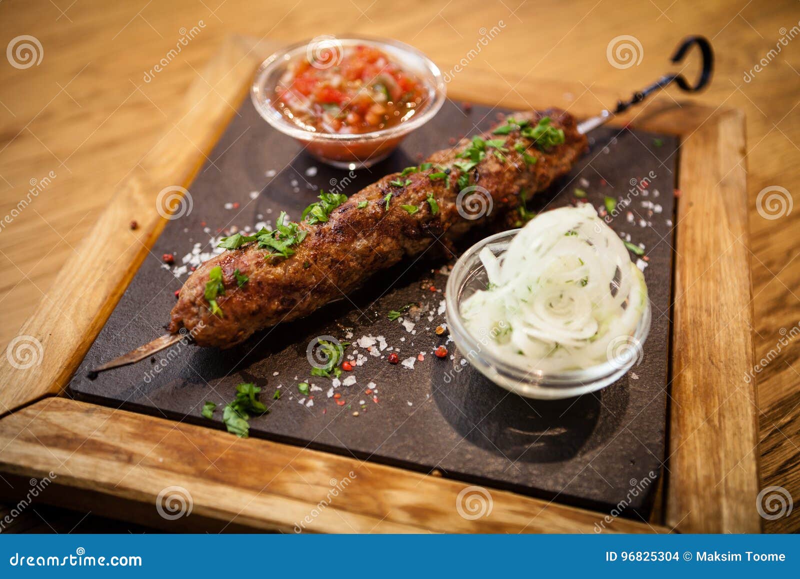 Lula Kebab with Tomato Salsa Stock Photo Image of black, meal 96825304