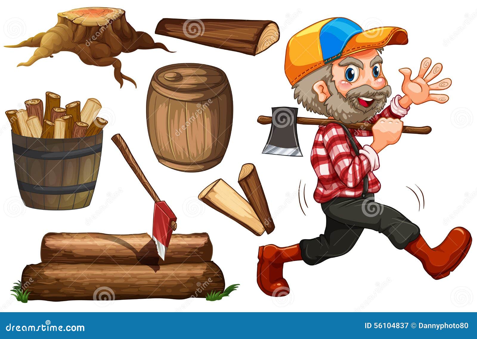 Lumber jack and wood stock illustration. Illustration of person 56104837