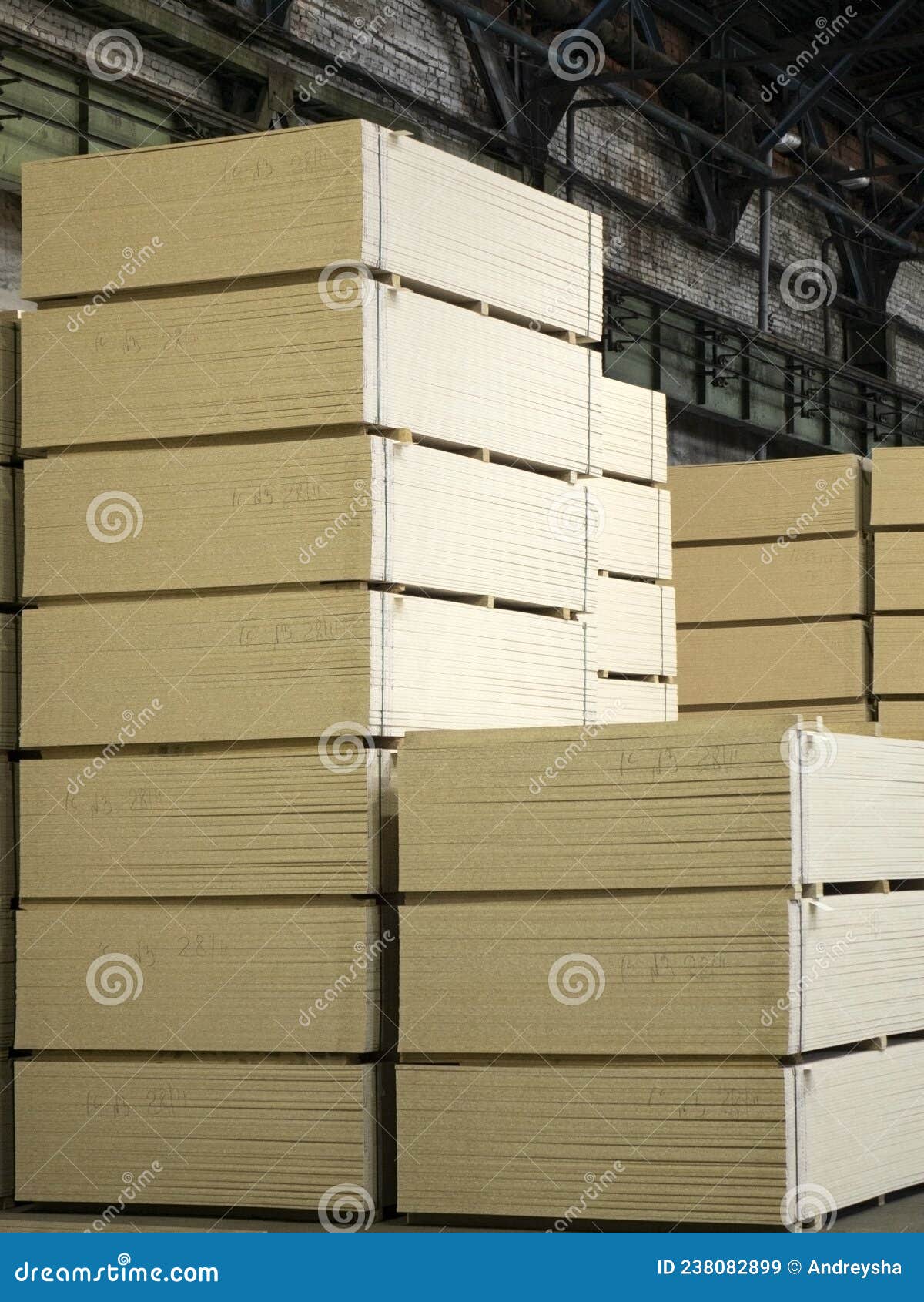 A Lumber Warehouse Located in a Stack. Industrial Wood Stock Image