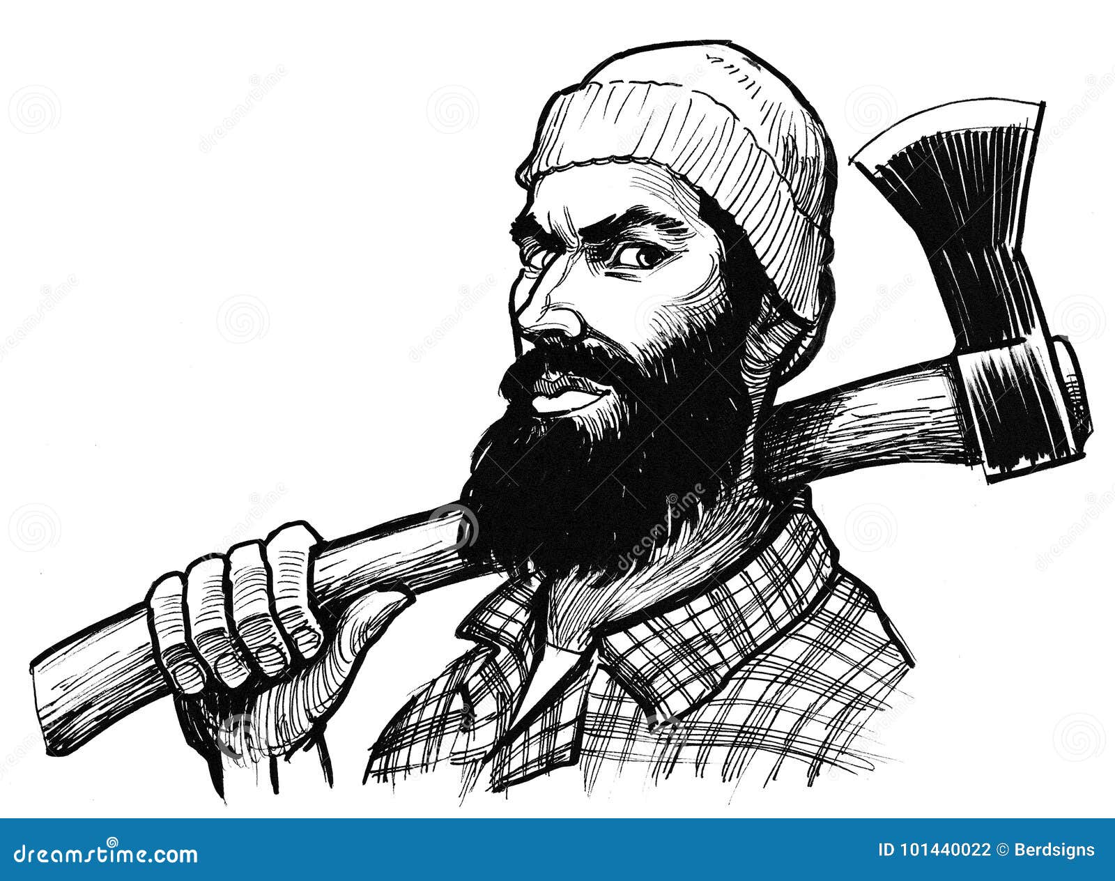 Lumberjack with an axe stock illustration. Illustration of vintage