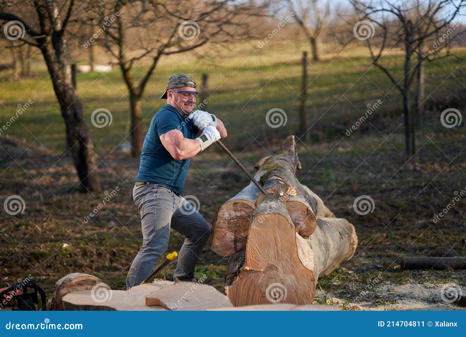 lumberjack using crowbar