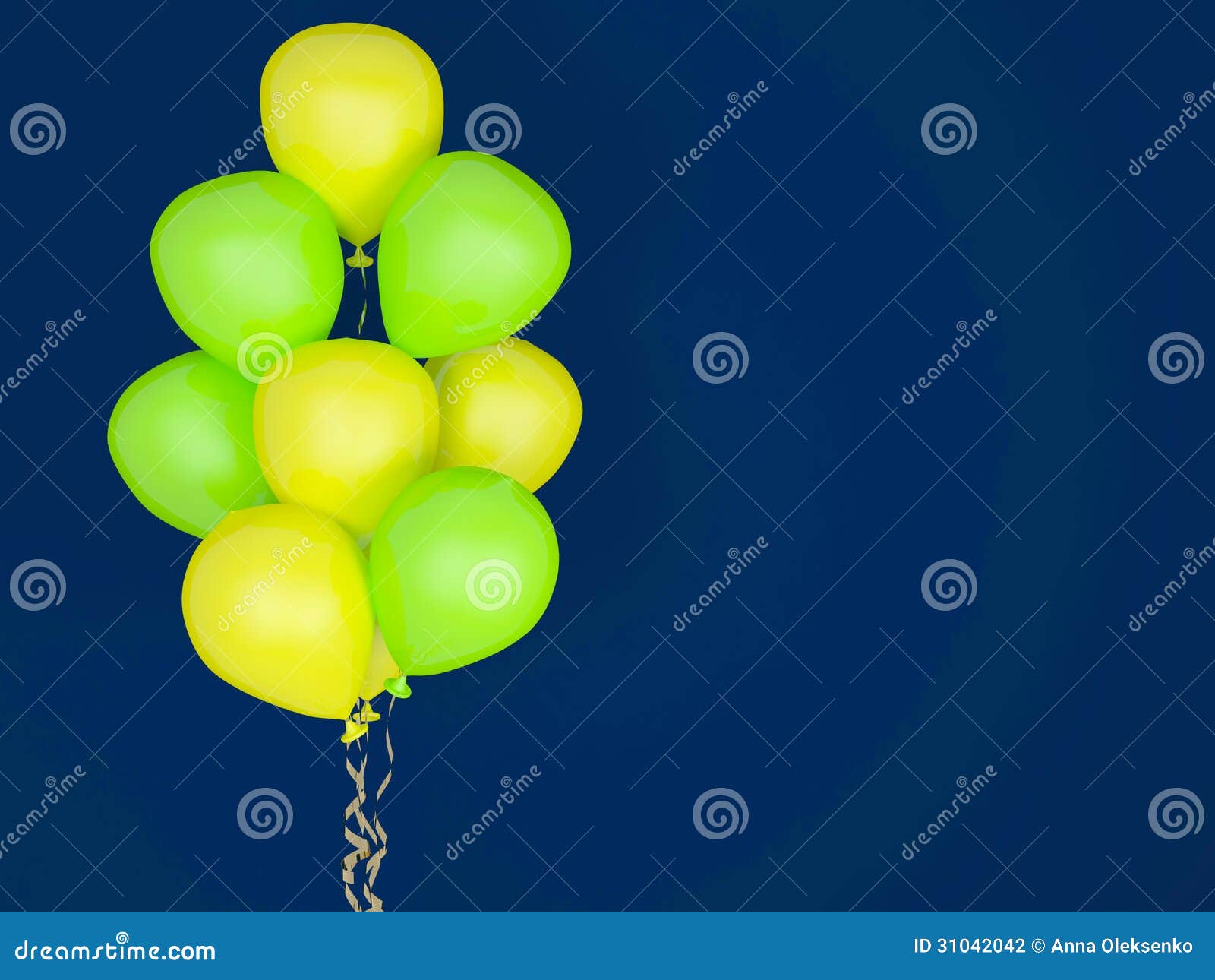 luminescent balloons on blue background.