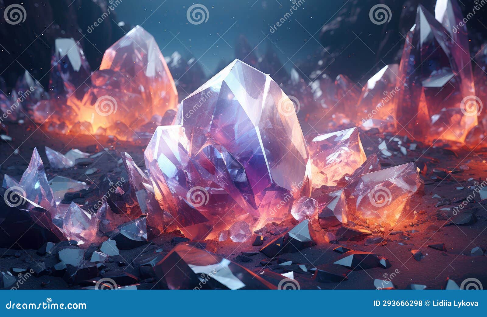 Luminous Crystals Emanate a Gentle Glow. AI Generative Stock