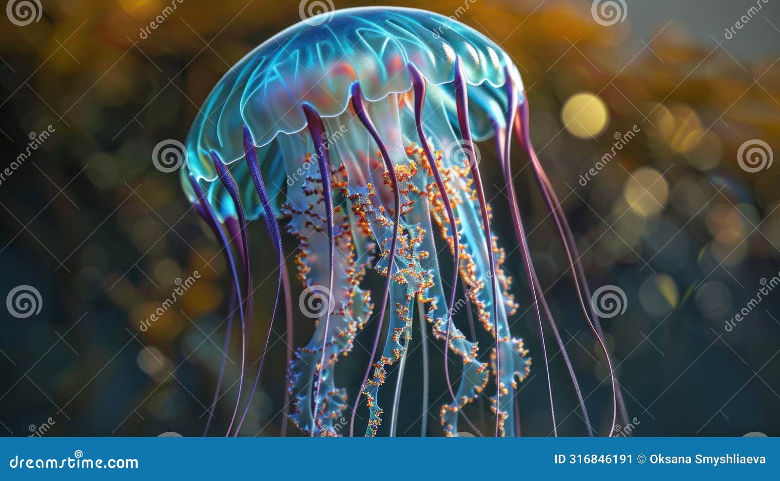 luminous jellyfish in deep sea - serene underwater wildlife photography