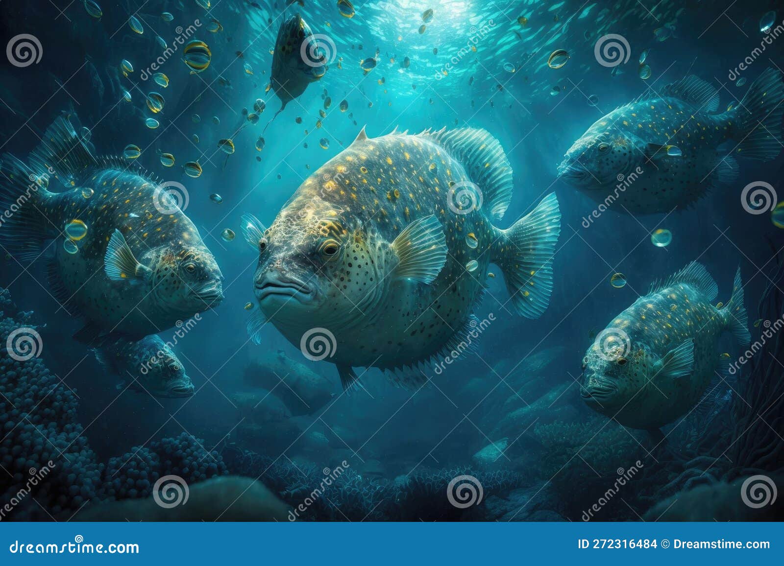 Premium AI Image  Blobfish Fish Underwater Lush Nature by Generative AI