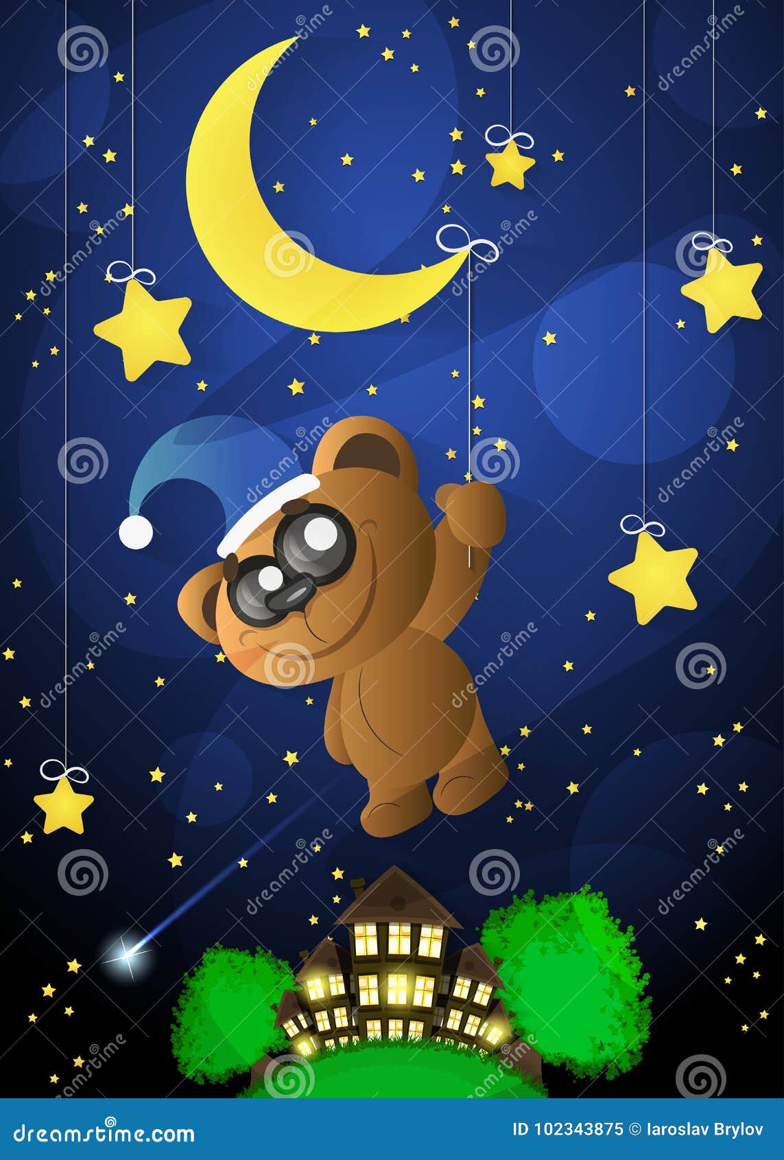 Luna de las buenas noches ilustración del vector. Ilustración de extracto -  102343875