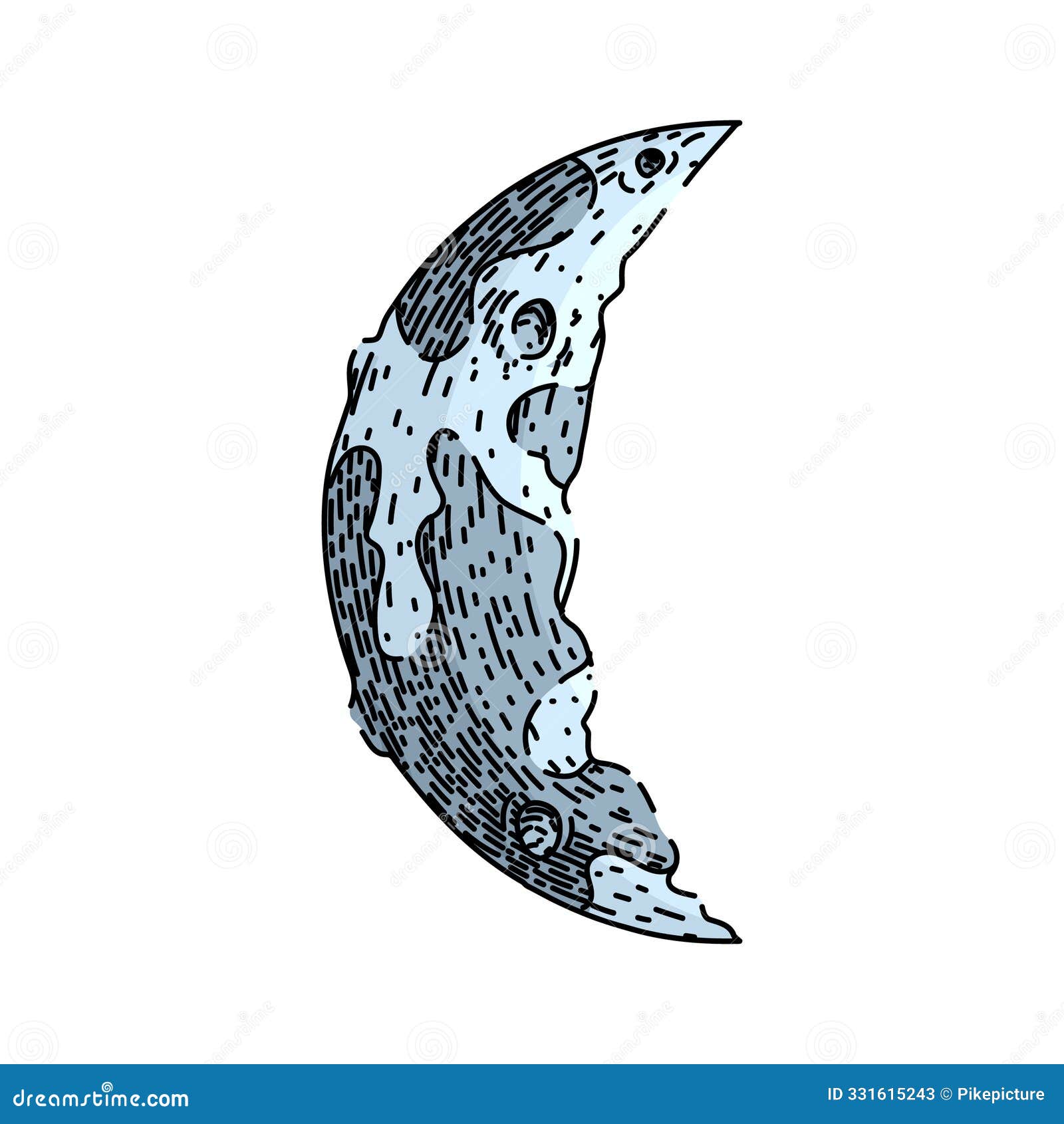 lunar moon sketch hand drawn 