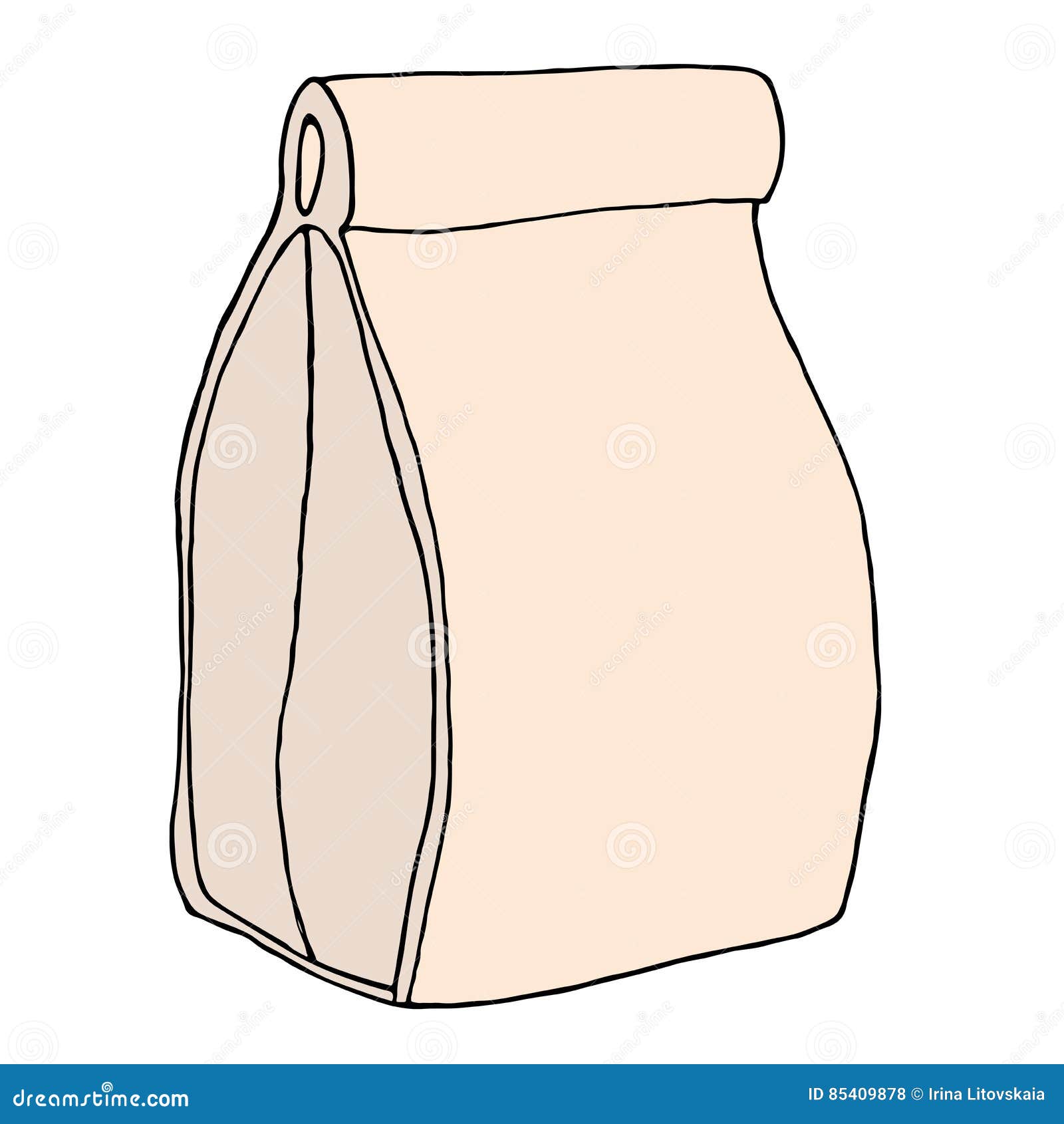 Lunch Bag. Hand Drawn Sketchy Craft Paper Food Bag Stock Vector ...