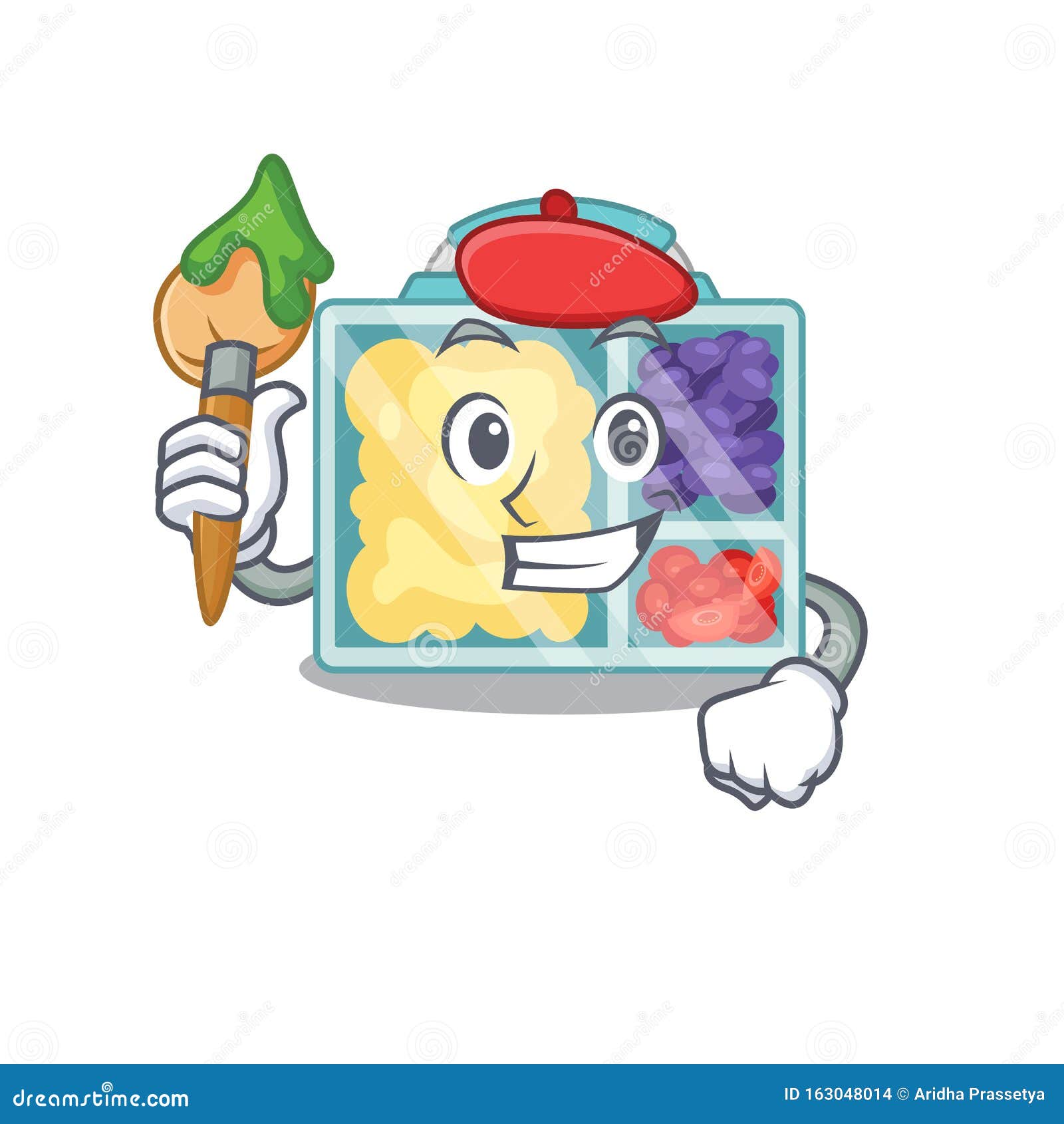 Lunch Box Cartoon with the Character Painter Stock Vector