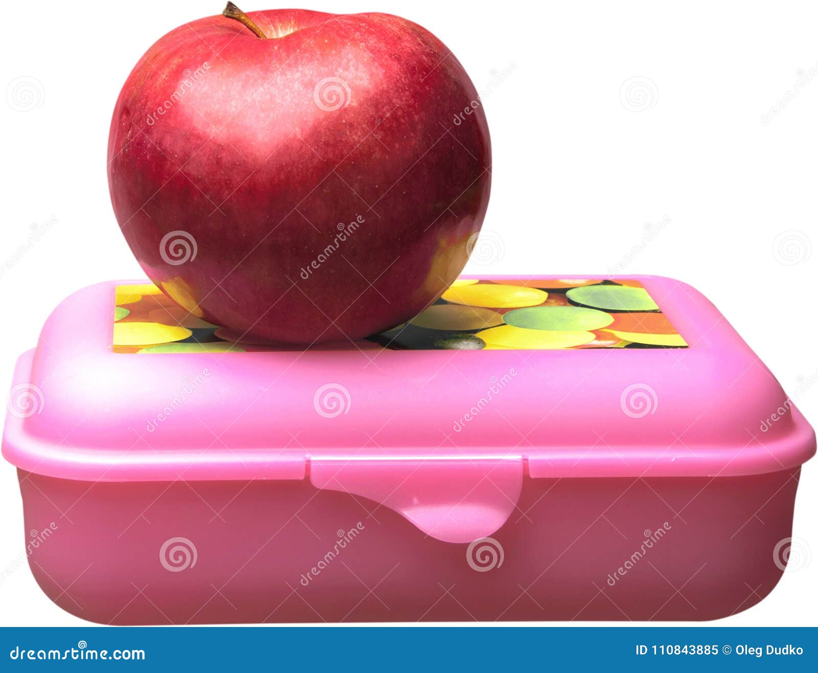 Lunch Box and an Red Apple Isolated Stock Image Image of school