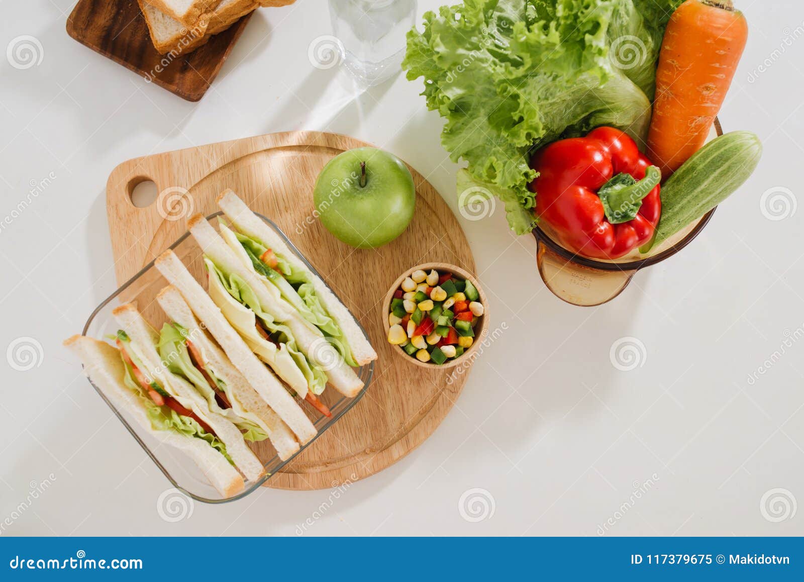 Lunch Box with Sandwich and Fruits Stock Image Image of fresh, fruits