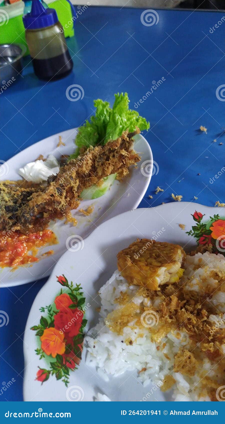 Lunch with Catfish Pecel and Onion Chili Stock Image Image of chili