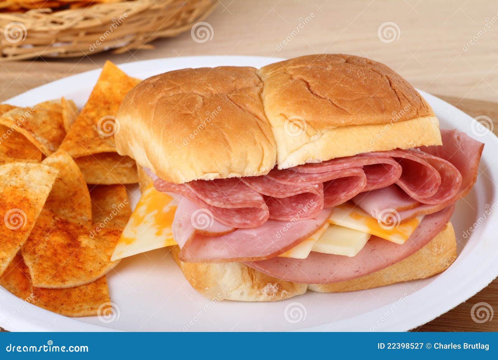 Lunch Meat and Cheese Sandwich Stock Image Image of closeup, meat