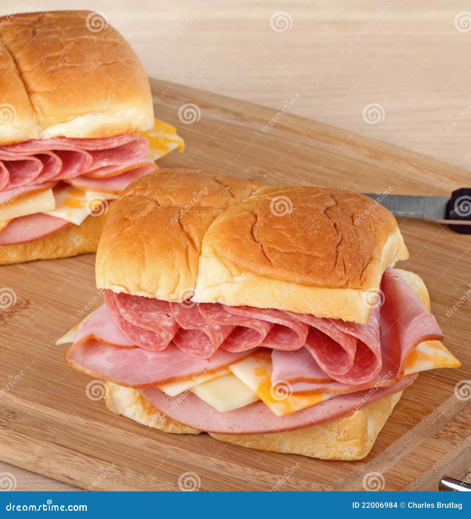 Lunch Meat Sandwiches stock photo. Image of bologna, cutting 22006984