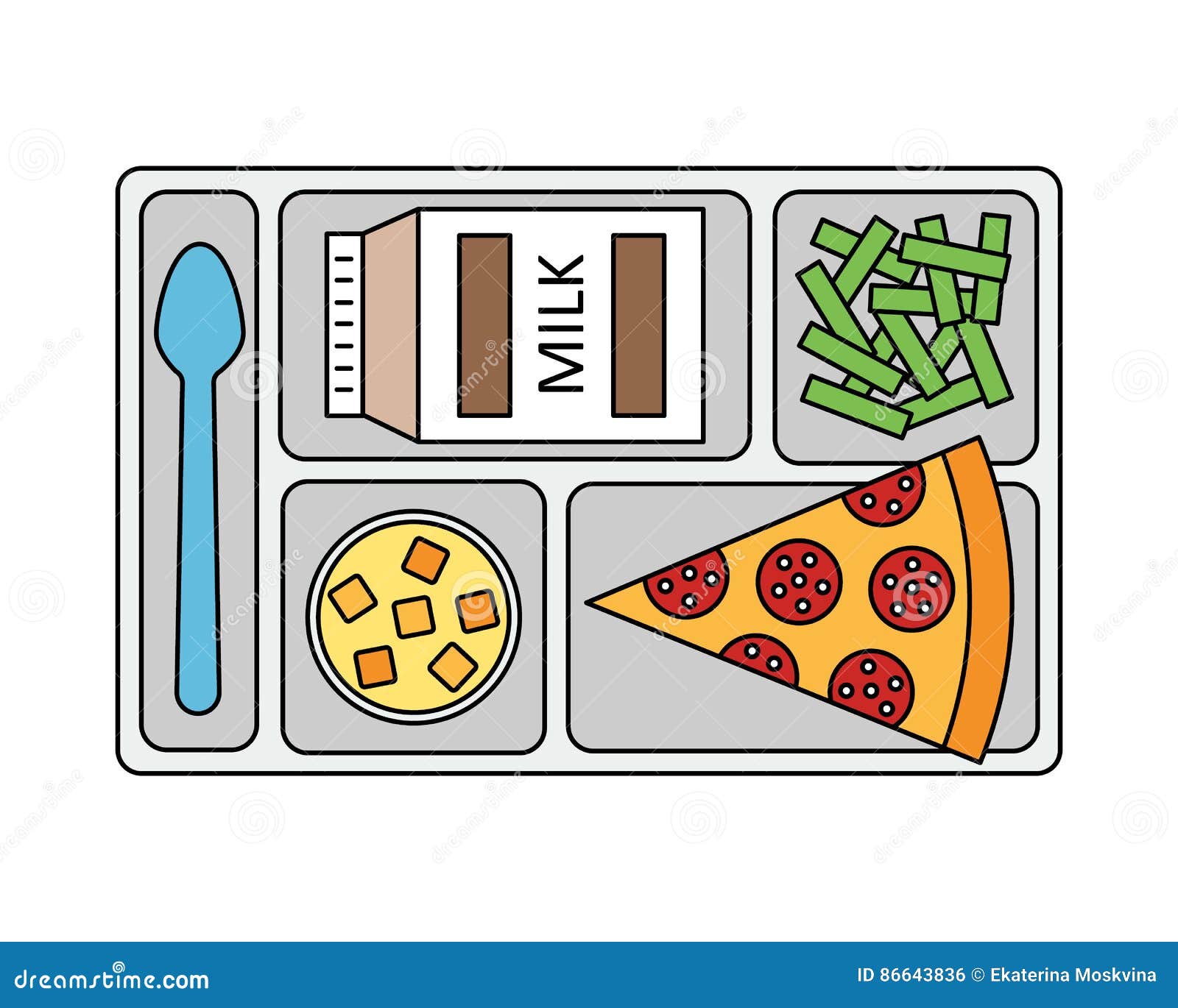 Lunch Op Een Dienblad in Lijnstijl Vector Illustratie Illustration of