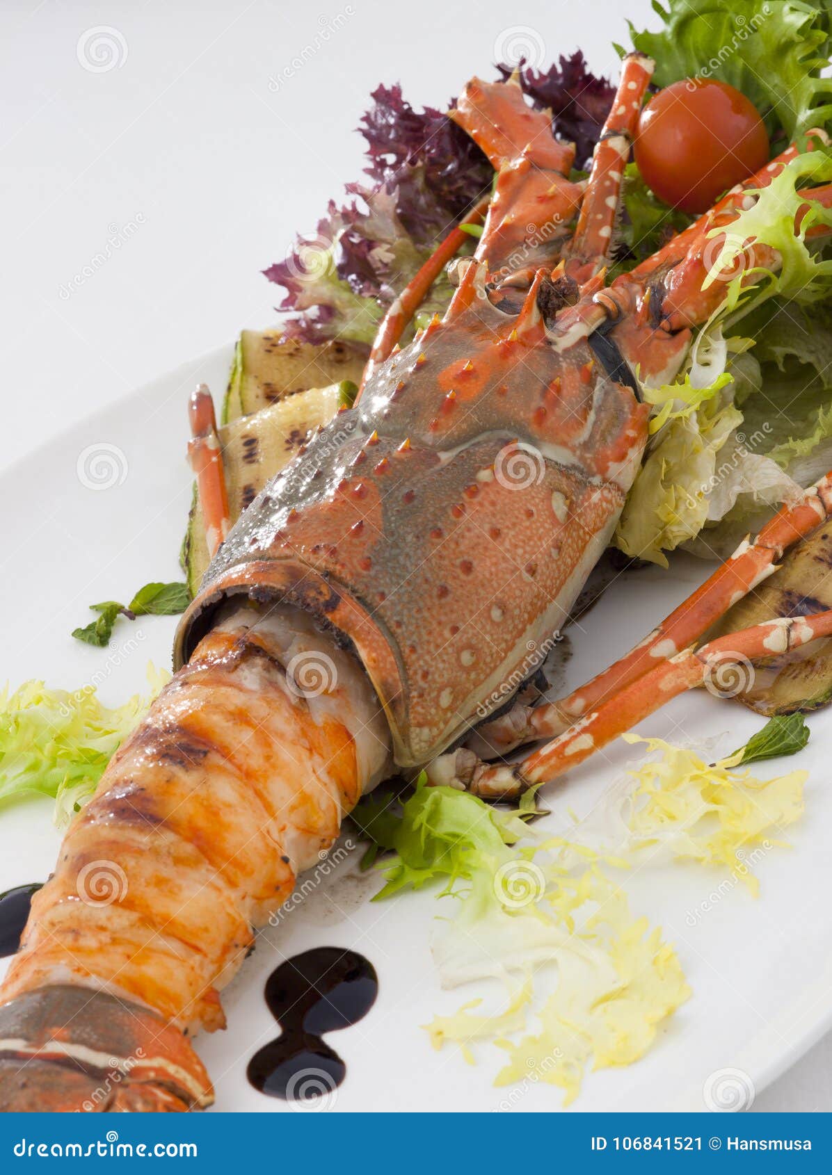 A Lunch Plate with Lobster and Fresh Vegetables Stock Image Image of