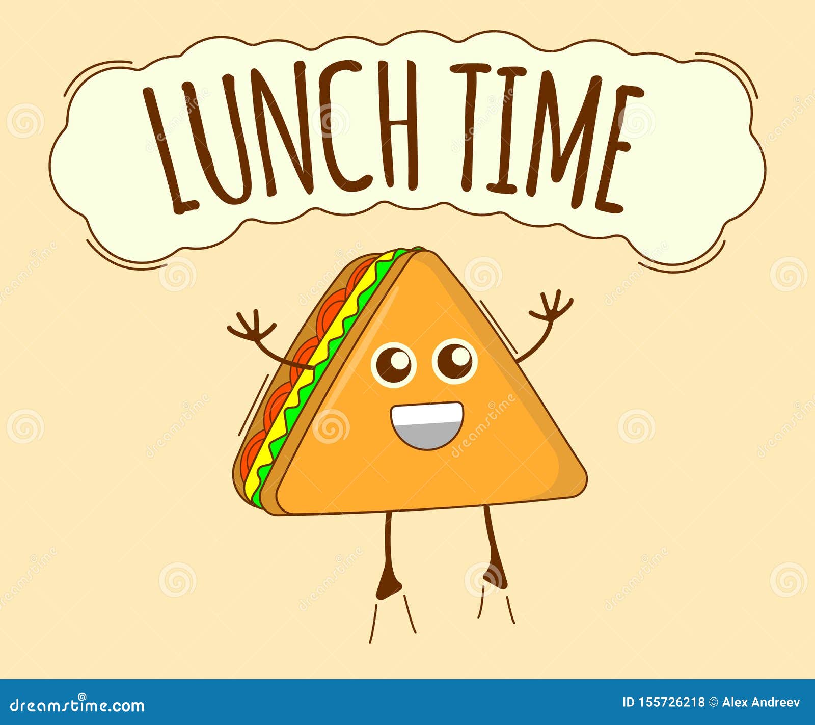 Lunch Time Banner, Tea Icon. Cute Character, Concept Label Stock Vector -  Illustration of sandwich, snack: 155726218