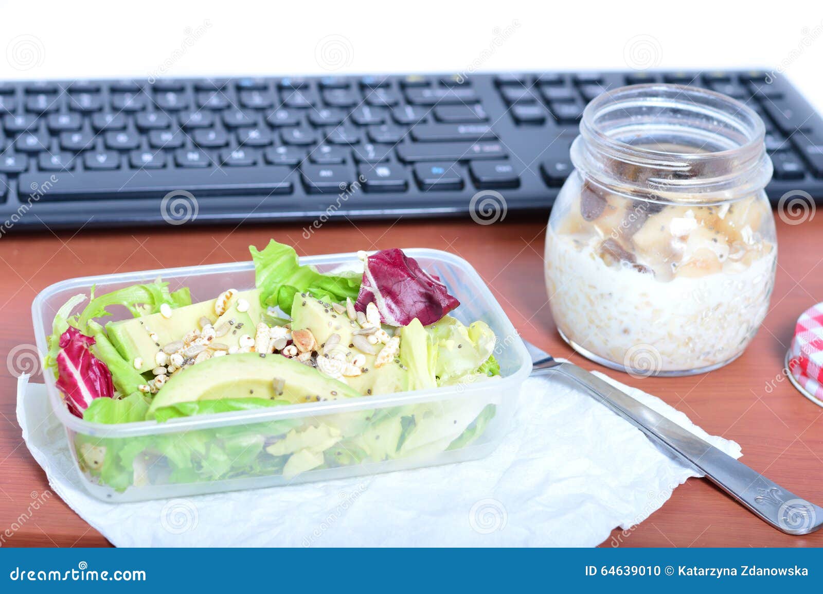 Lunch At Your Desk At Work Healthy Eating Stock Photo Image Of