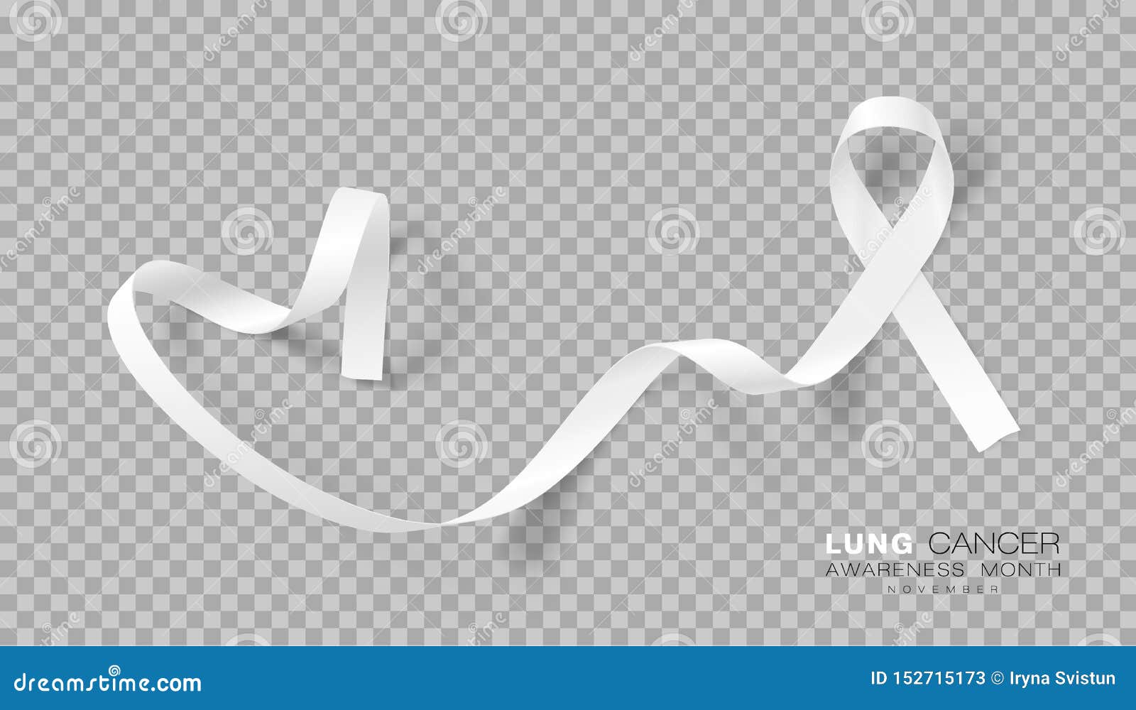 Lung Cancer Awareness Month. White Color Ribbon Isolated on