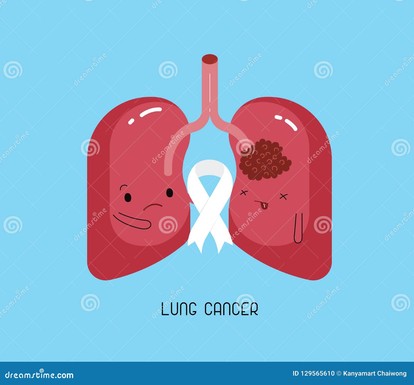 Lung Cancer And Ribbon Character Of Dental Stock Vector Illustration Of Ribbon Human 129565610
