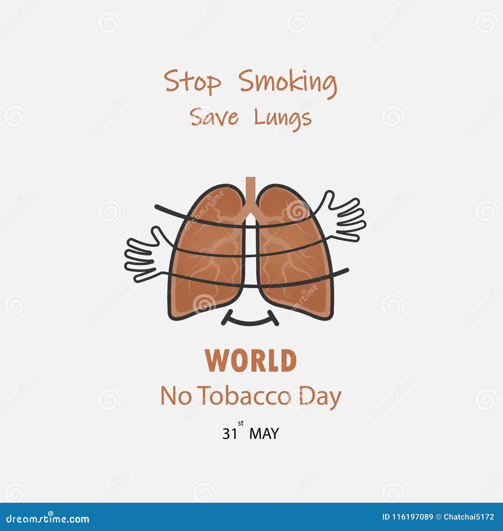 Lung Cute Cartoon Character And Stop Smoking & Save Lungs ...
